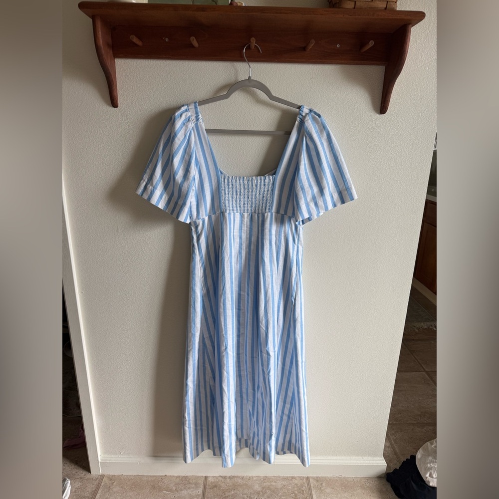 A New Day Sky Blue and White Striped Dress